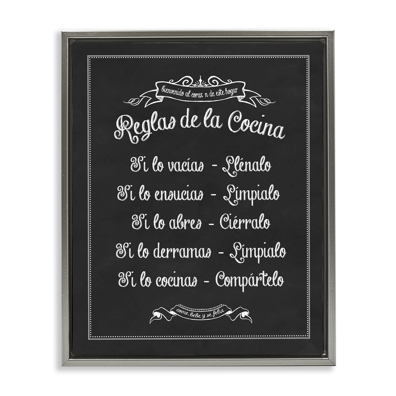 Stupell Industries Reglas de la Cocina Framed Floater Canvas Wall Art